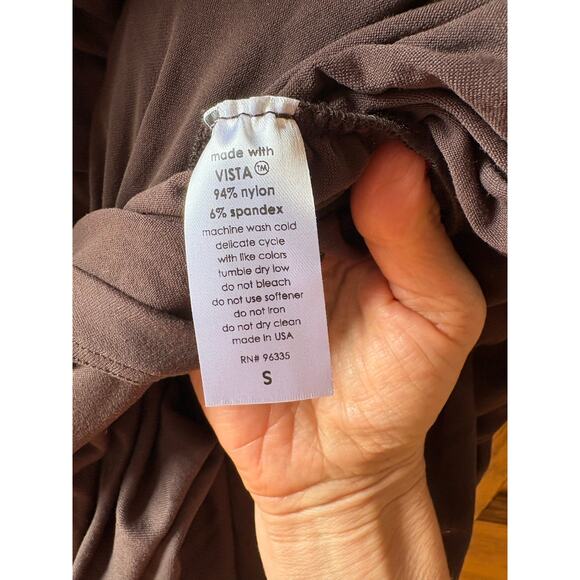 NWT Susana Monaco MOCK neck GATHERED LONG SLEEVE Java midi dress small - Picture 8 of 8